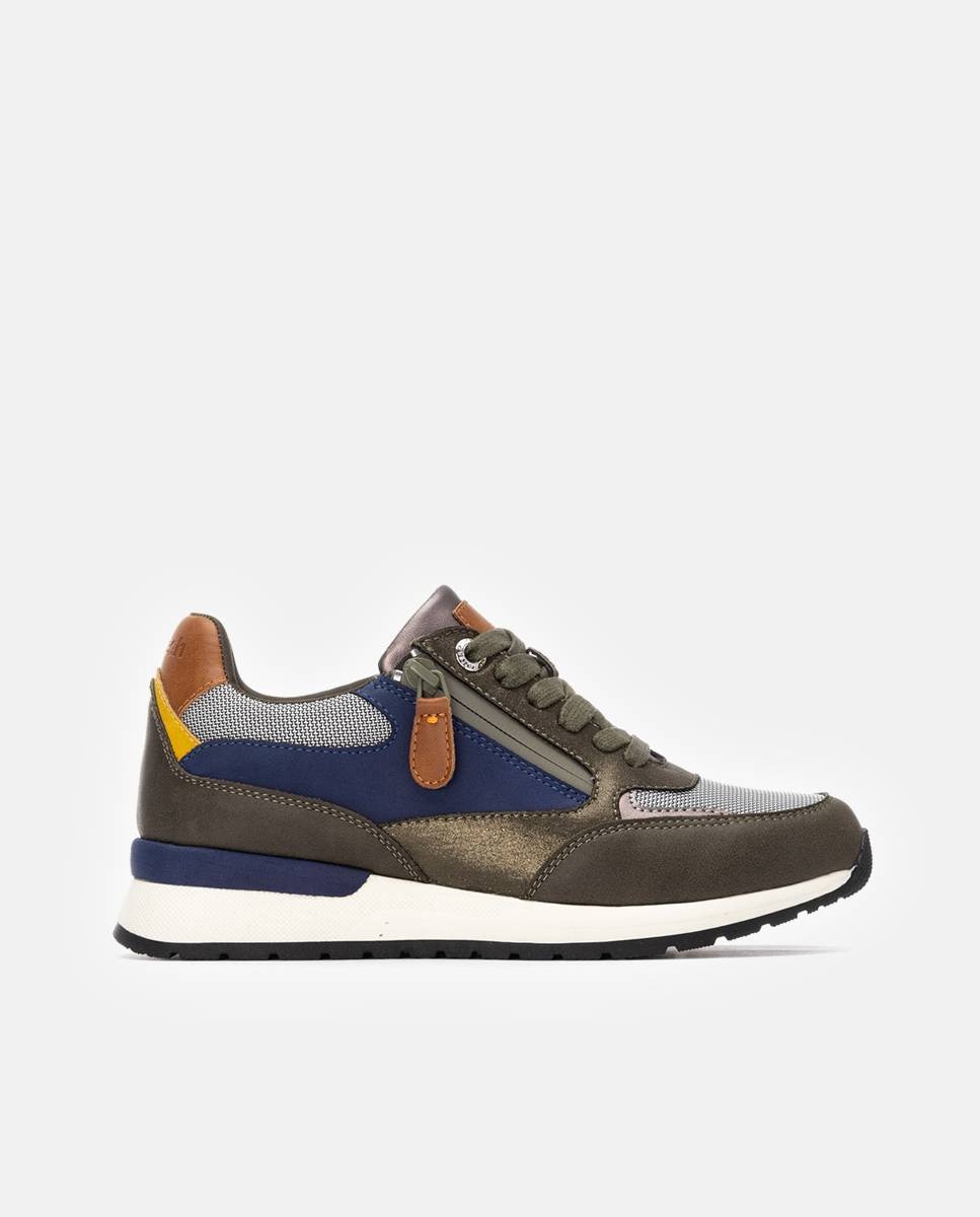Sapatilhas Desportivas com Fecho Zip Lateral Caqui-1