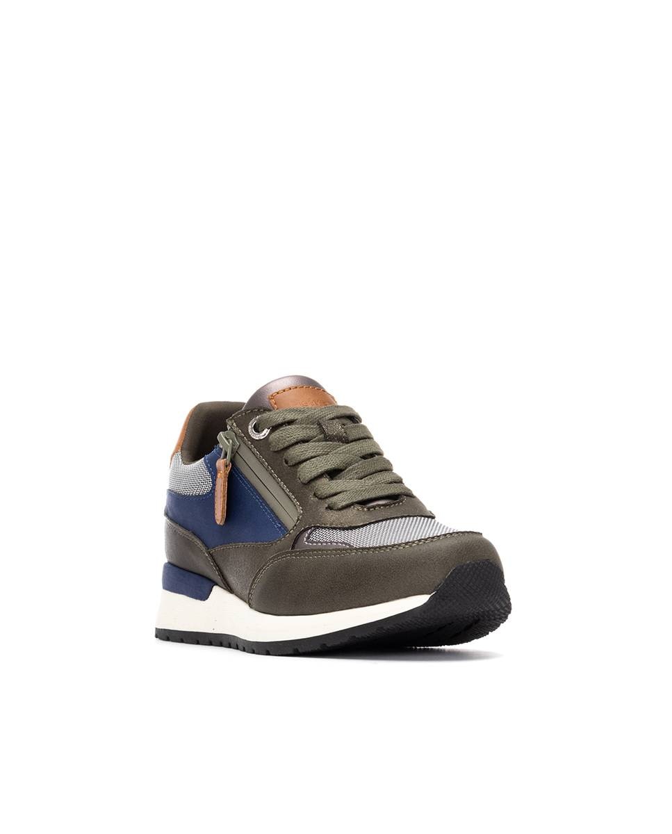 Sapatilhas Desportivas com Fecho Zip Lateral Caqui-3