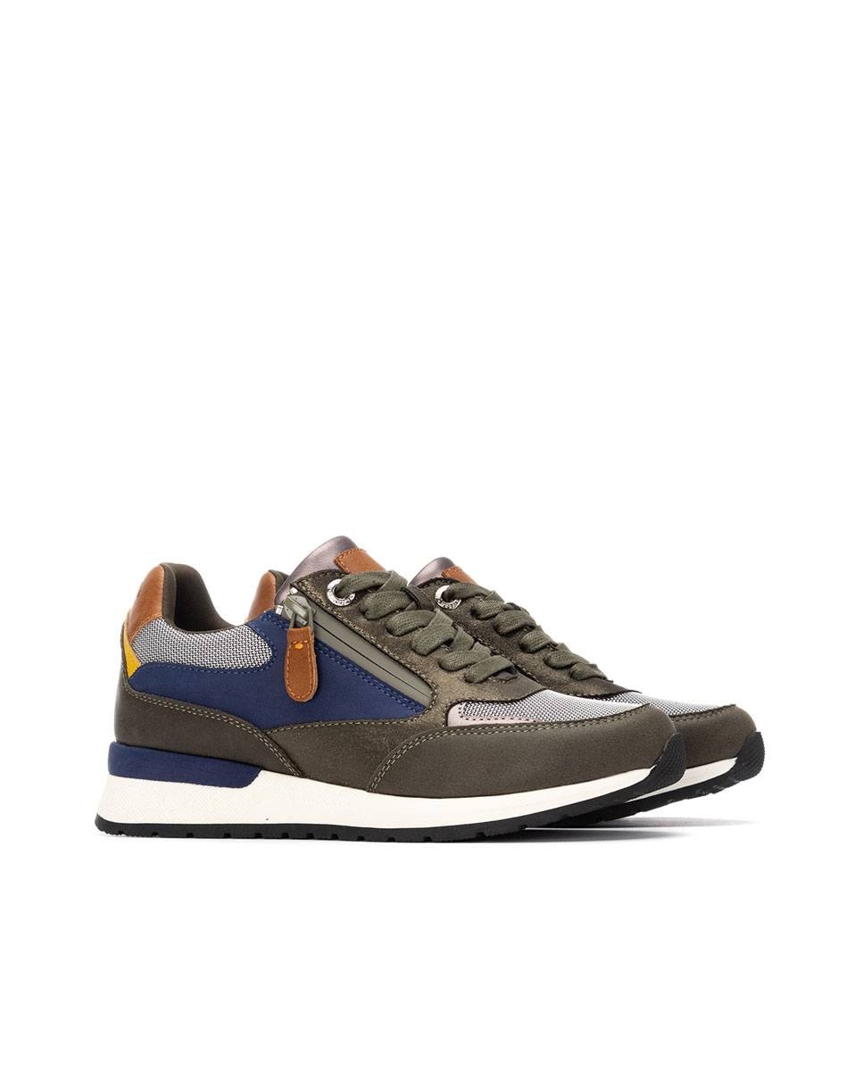 Sapatilhas Desportivas com Fecho Zip Lateral Caqui-5