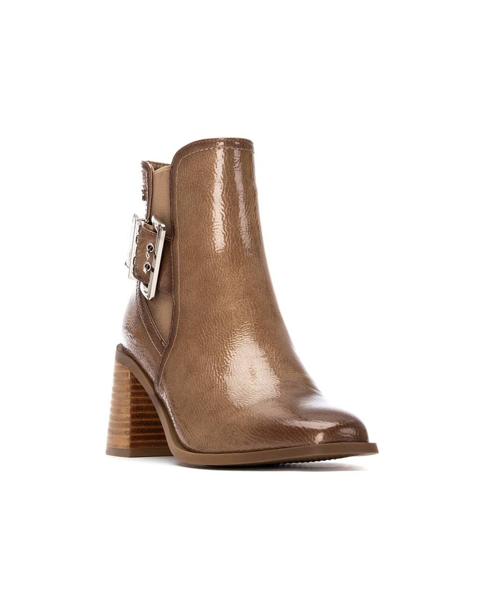 Botins Básicos com Fecho Zip Bege-3