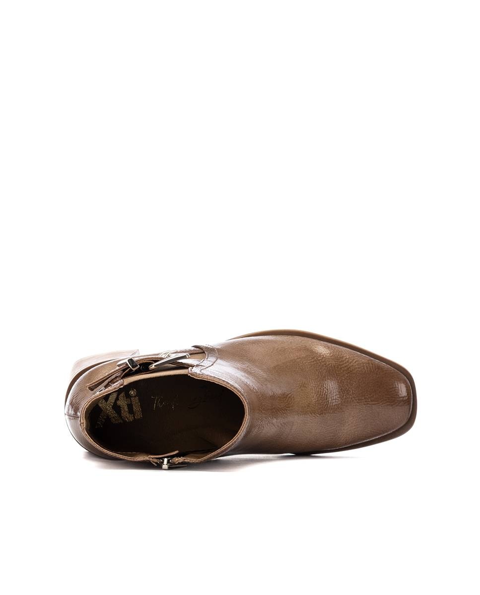 Botins Básicos com Fecho Zip Bege-6