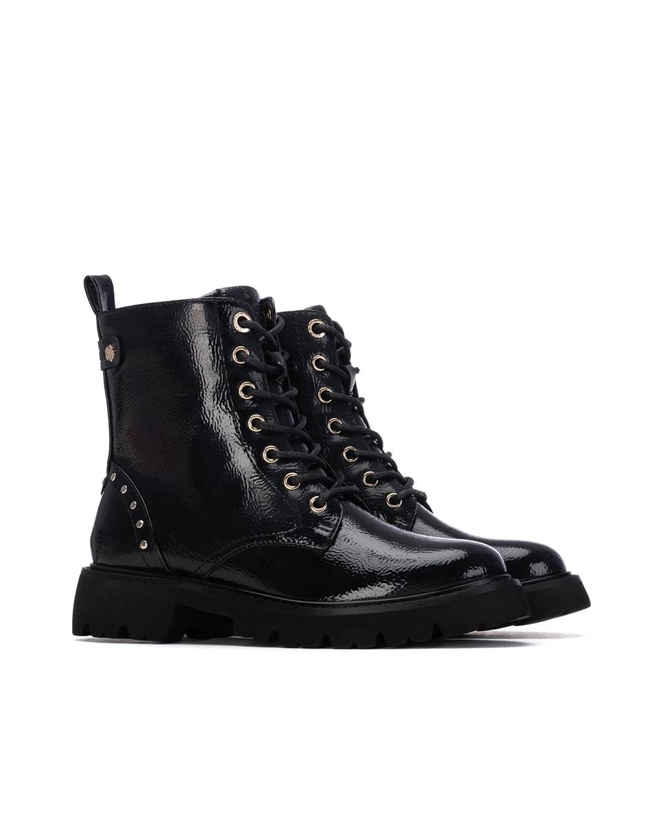 Botins Básicos com Fecho Zip Preto-5