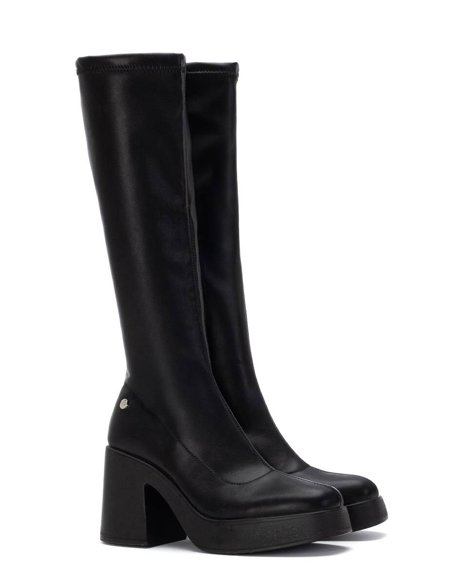 Botas Mosqueteiras com Fecho Zip Lateral Preto-5