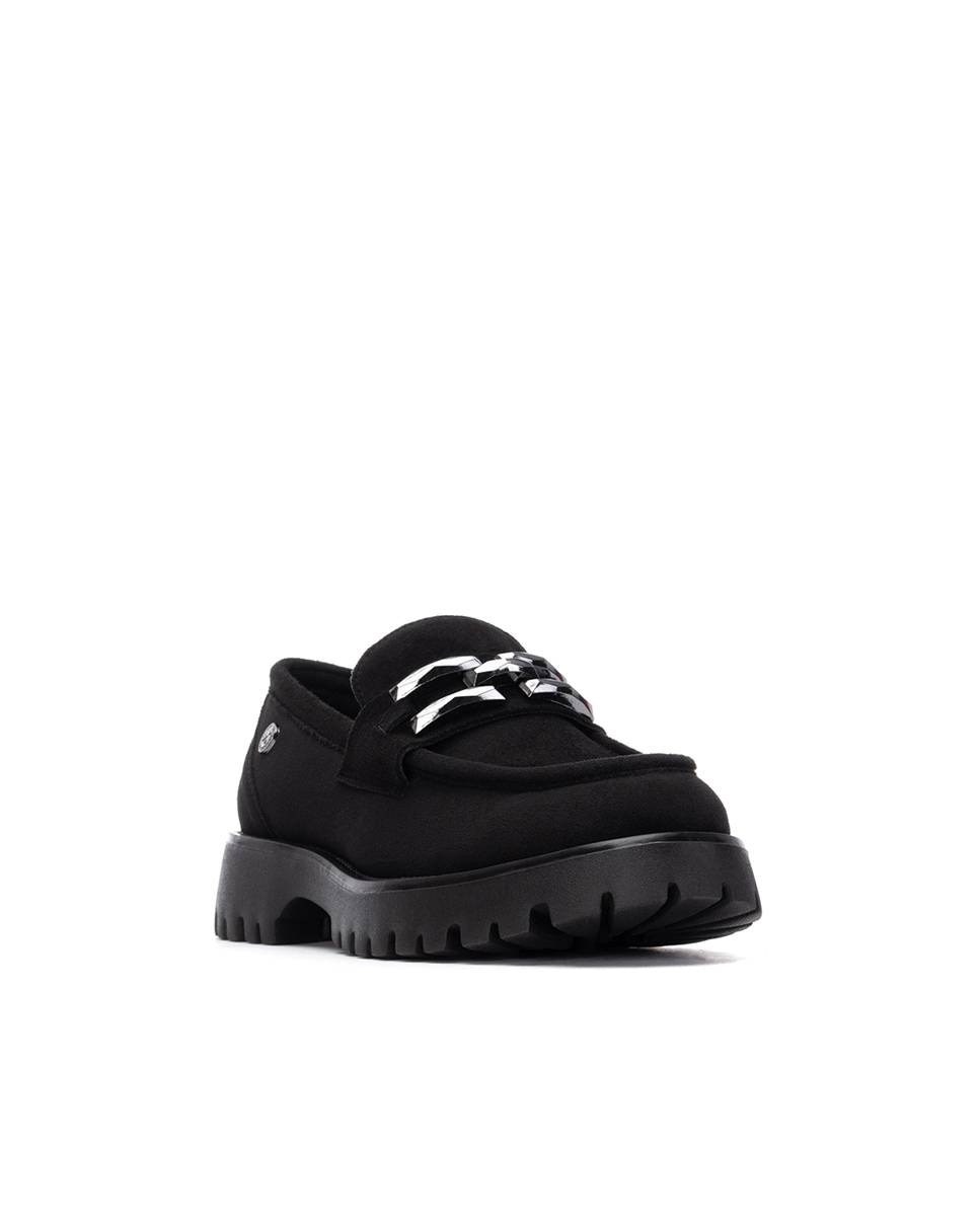 Mocassins com Fivela de Camurcina Preto-3