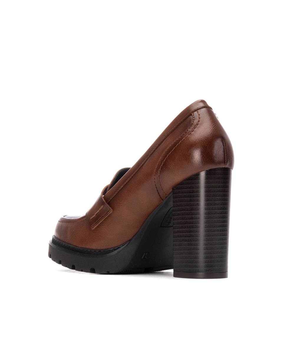 Mocassins com Salto Alto Camel-4