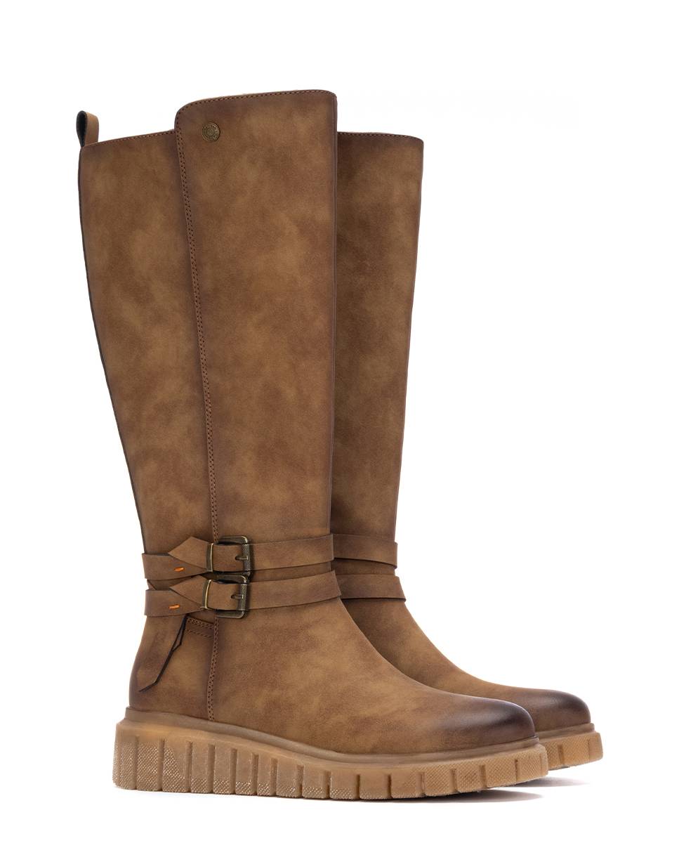 Botas com Fecho Zip Camel-5
