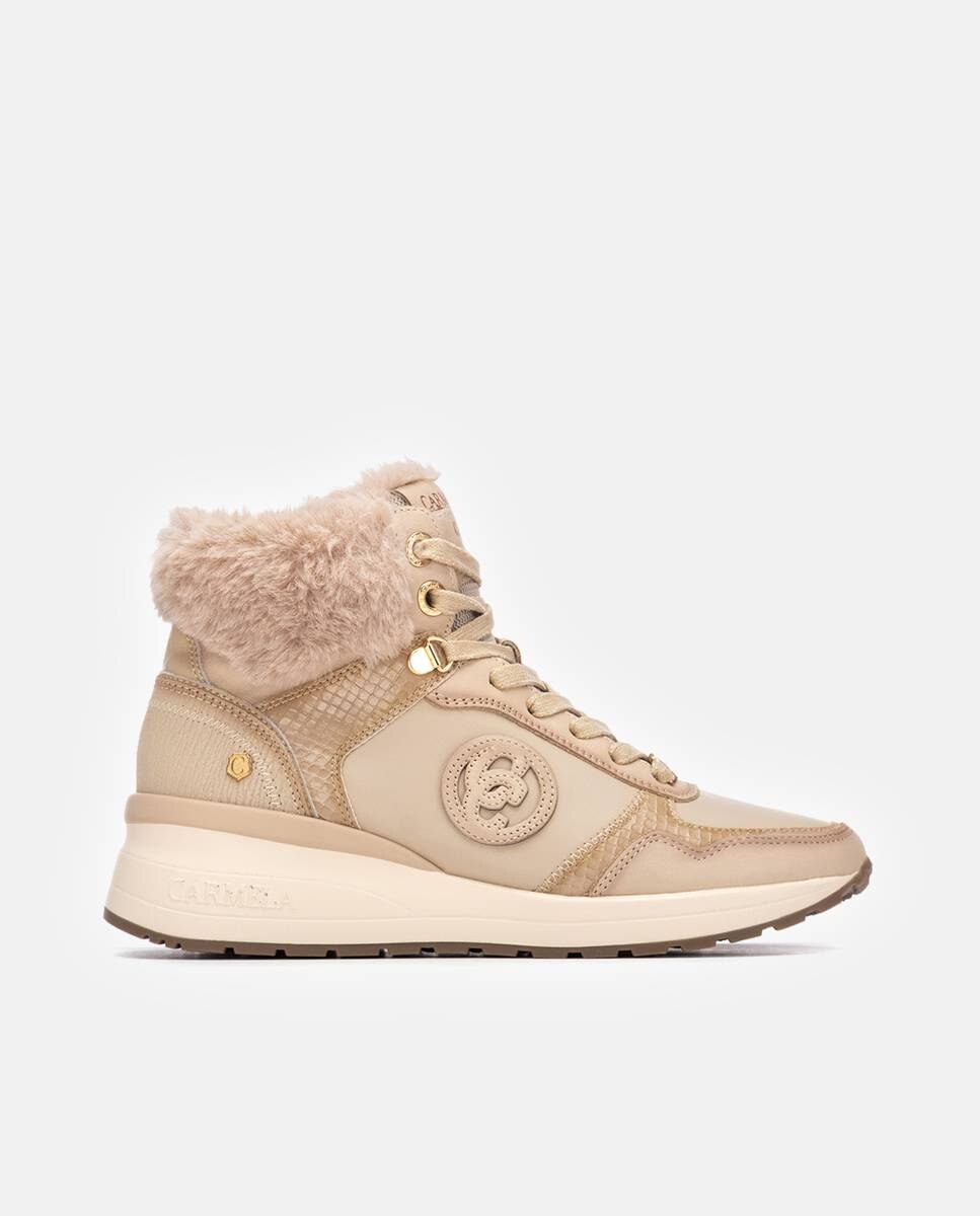 Imagem 0 de Botins com Pelo e Fecho Zip de Pele