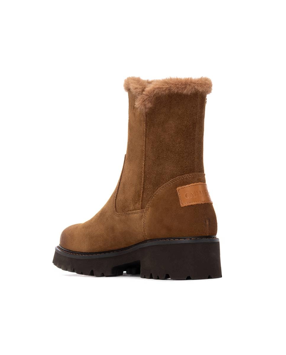 Botins de Pele com Sola de Borracha Castanho-4