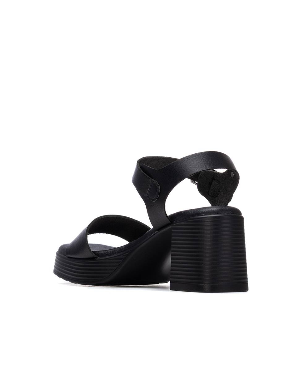 Sandálias de Salto com Fecho de Fivela Preto-4