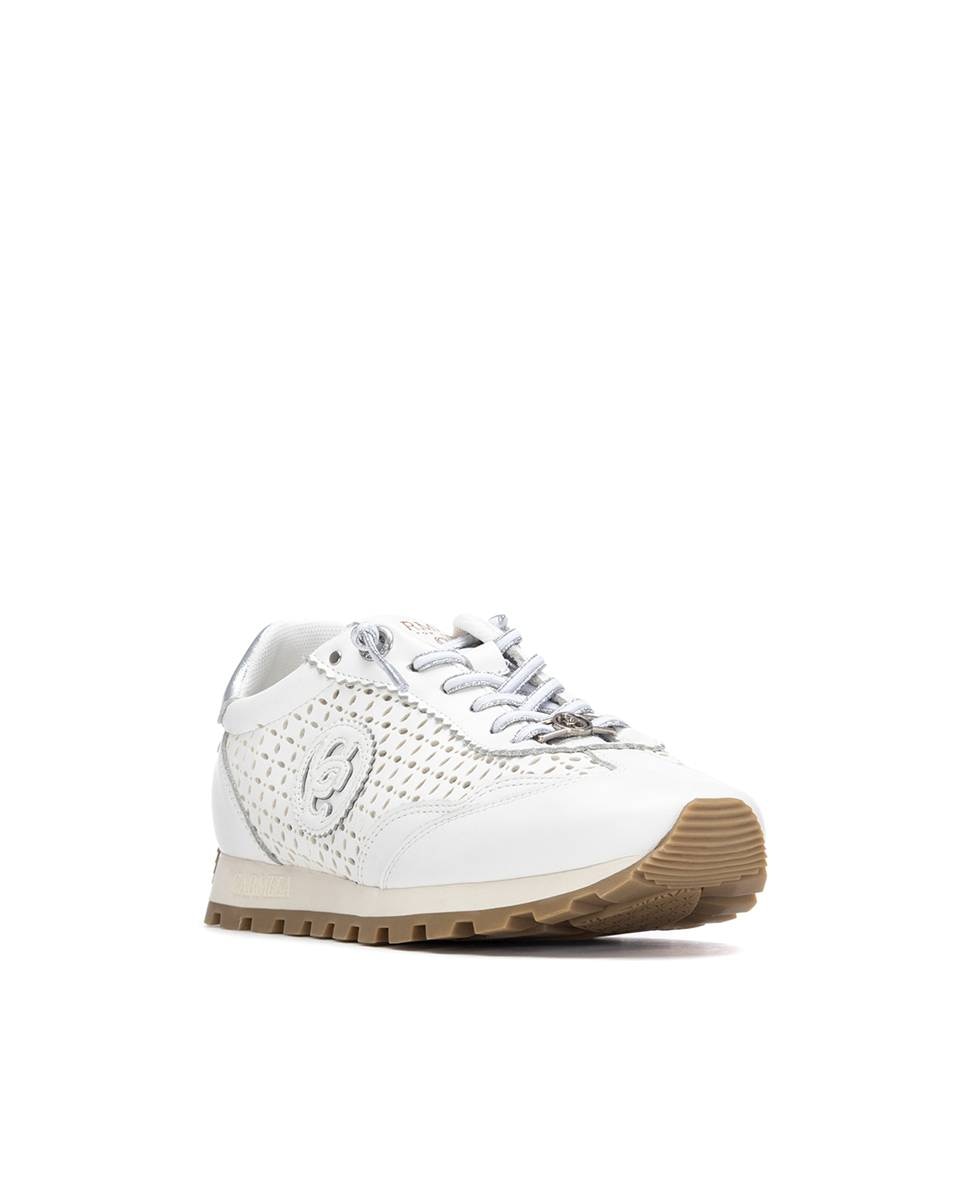 Sapatilhas Básicas de Pele com Atacadores Branco-2