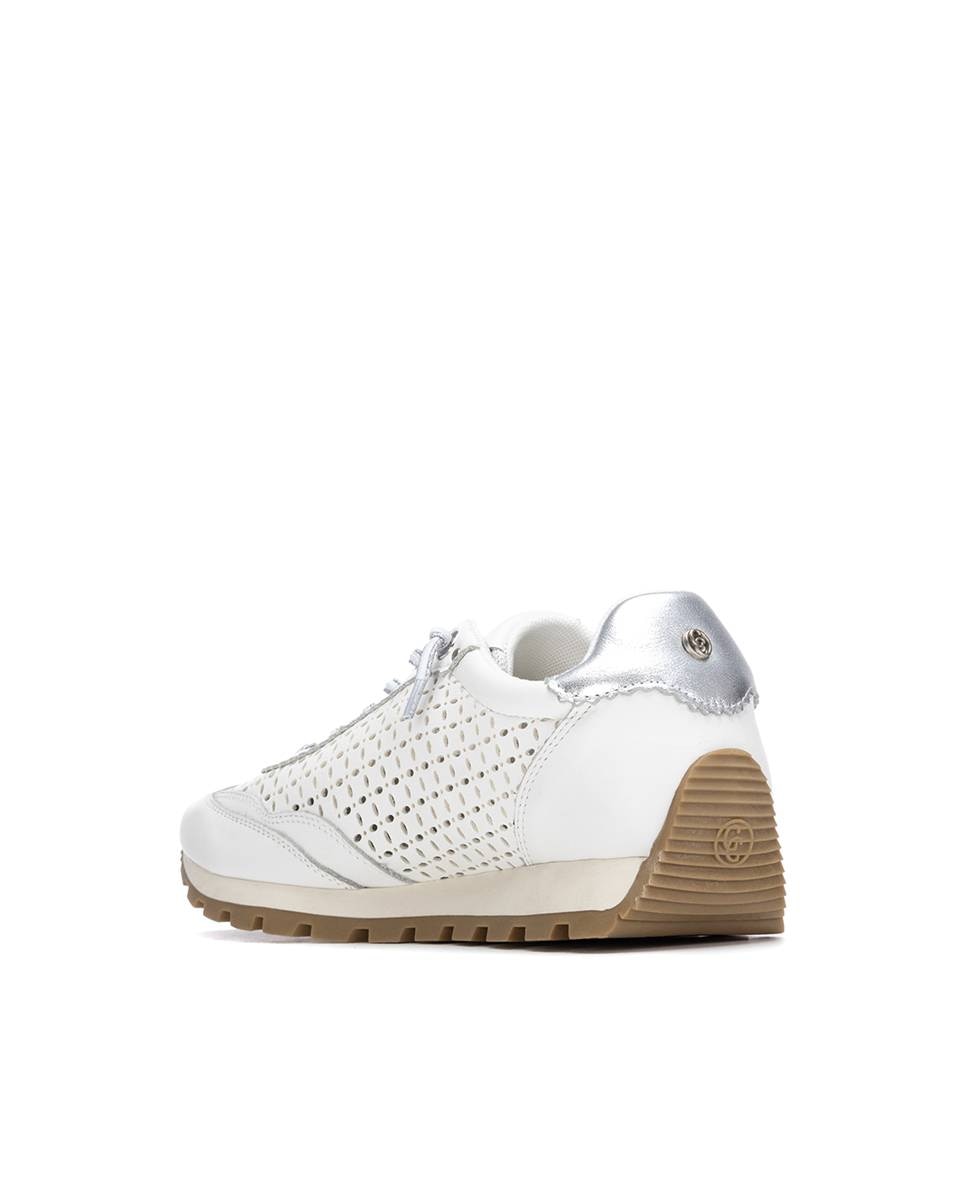 Sapatilhas Básicas de Pele com Atacadores Branco-3