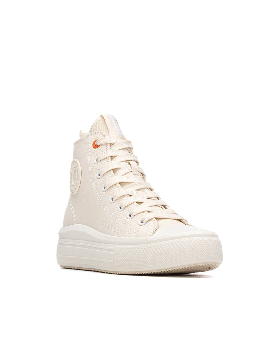 Botins Básicos Desportivos com Sola e Biqueira de Borracha Bege-2