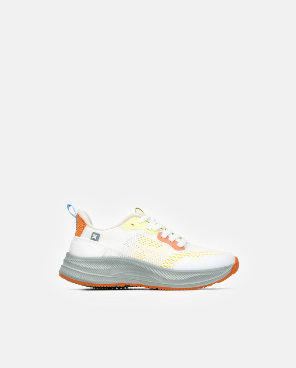 Sapatilhas Infantil com Atacadores e Material Têxtil Branco / Laranja-1