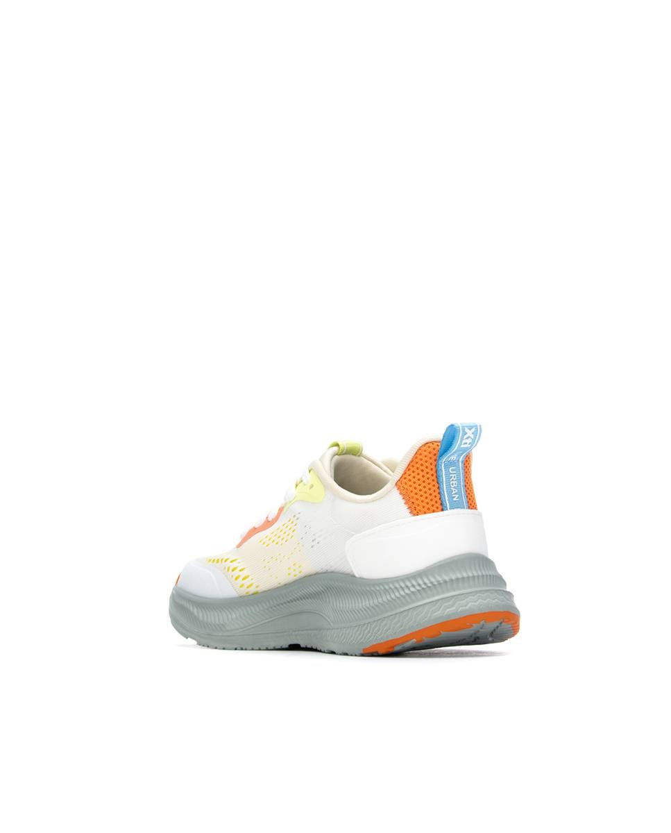 Sapatilhas Infantil com Atacadores e Material Têxtil Branco / Laranja-3