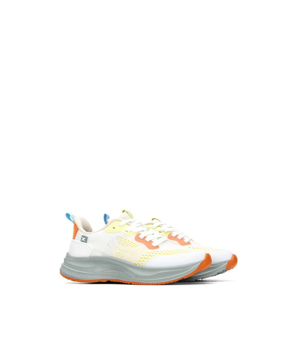 Sapatilhas Infantil com Atacadores e Material Têxtil Branco / Laranja-4
