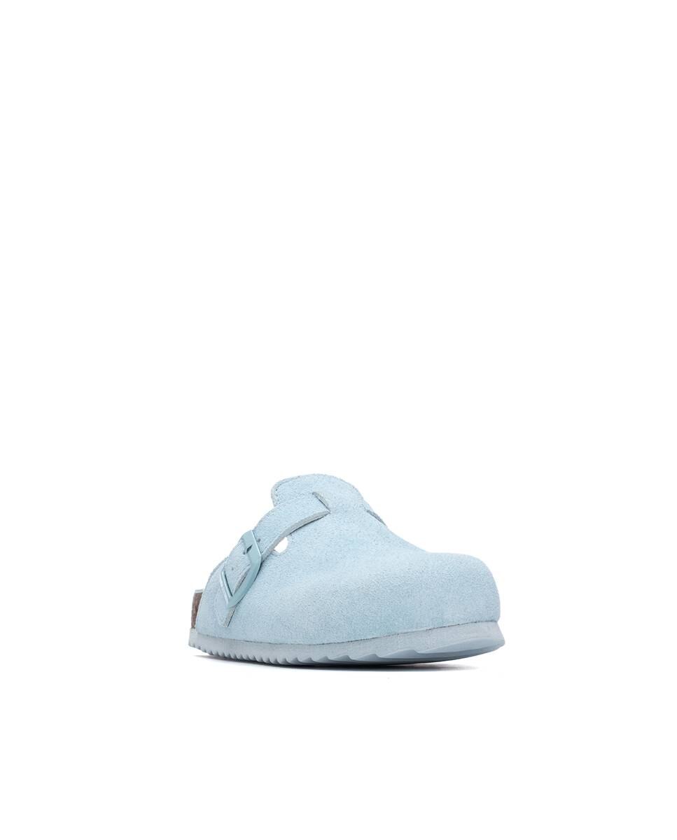 Socas Infantil de Pele com Sola de Cortiça Azul-claro-2