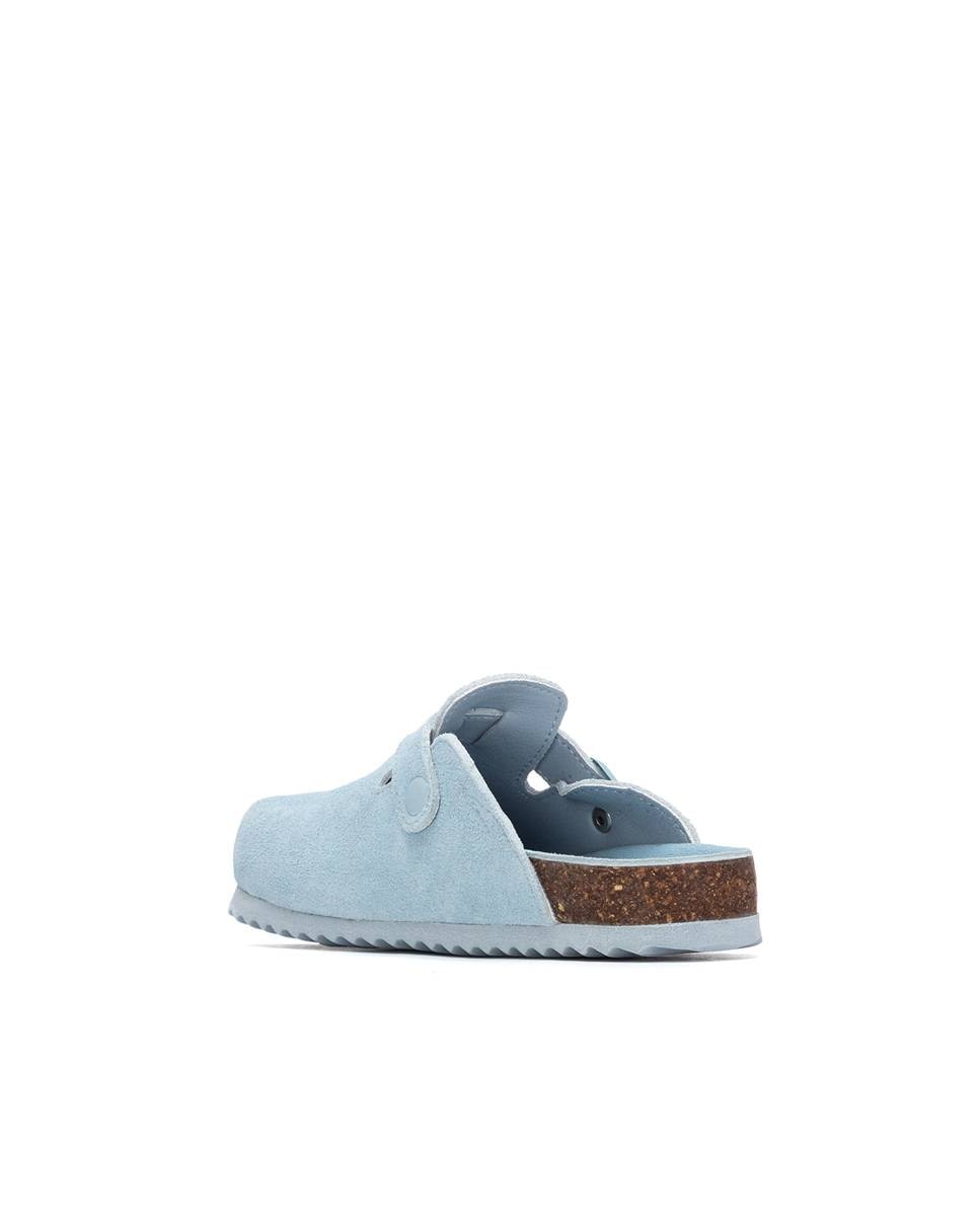 Socas Infantil de Pele com Sola de Cortiça Azul-claro-3