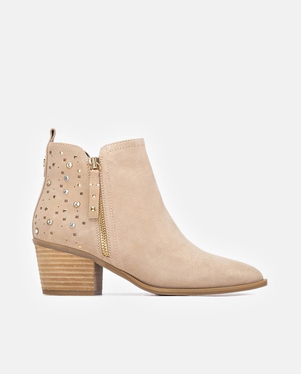 Imagem 0 de Botins Cowboy de Pele com Fecho Zip
