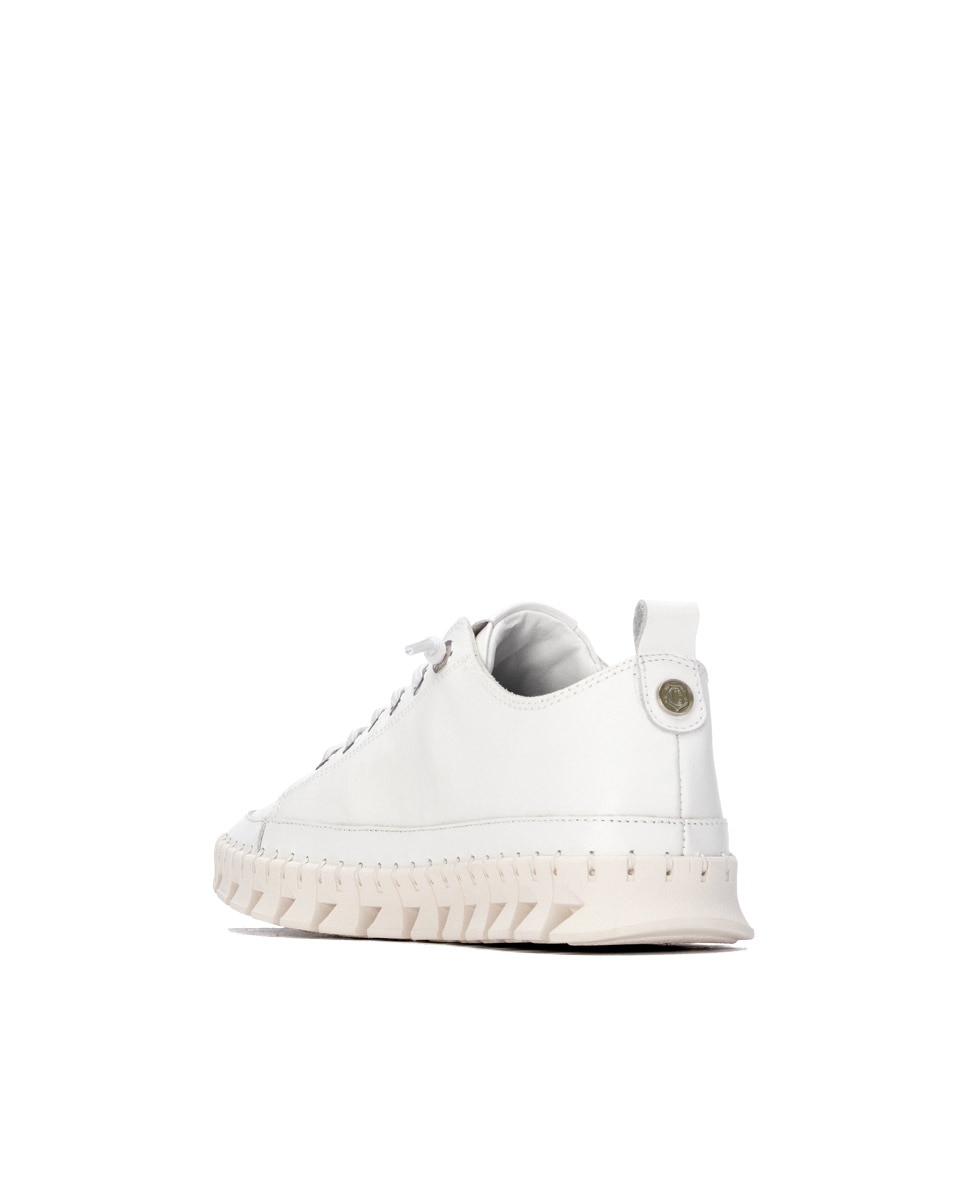 Sapatilhas Básicas de Pele com Cordões Branco-3