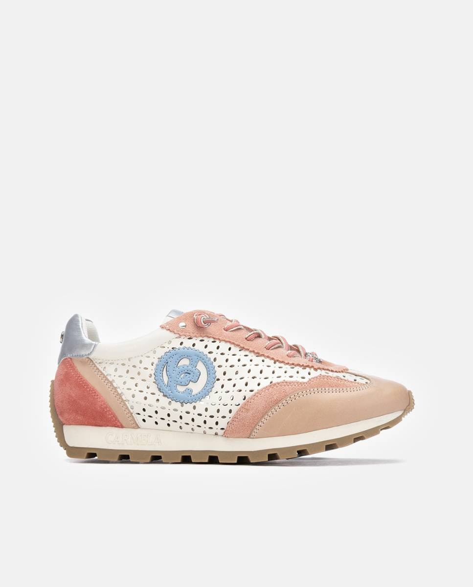 Sapatilhas Básicas de Pele com Atacadores Coral-1