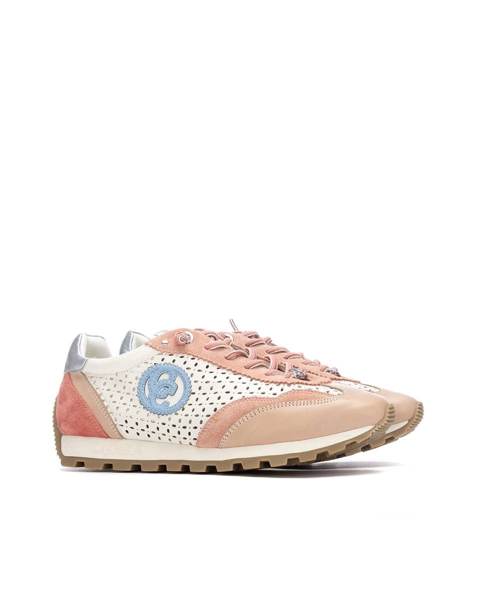 Sapatilhas Básicas de Pele com Atacadores Coral-5