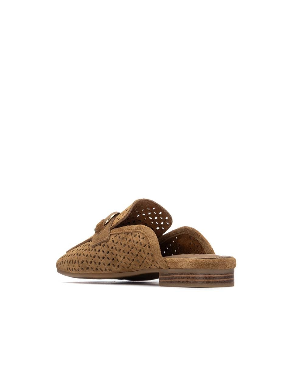 Mules Rasos de Pele Perfurada Camel-3