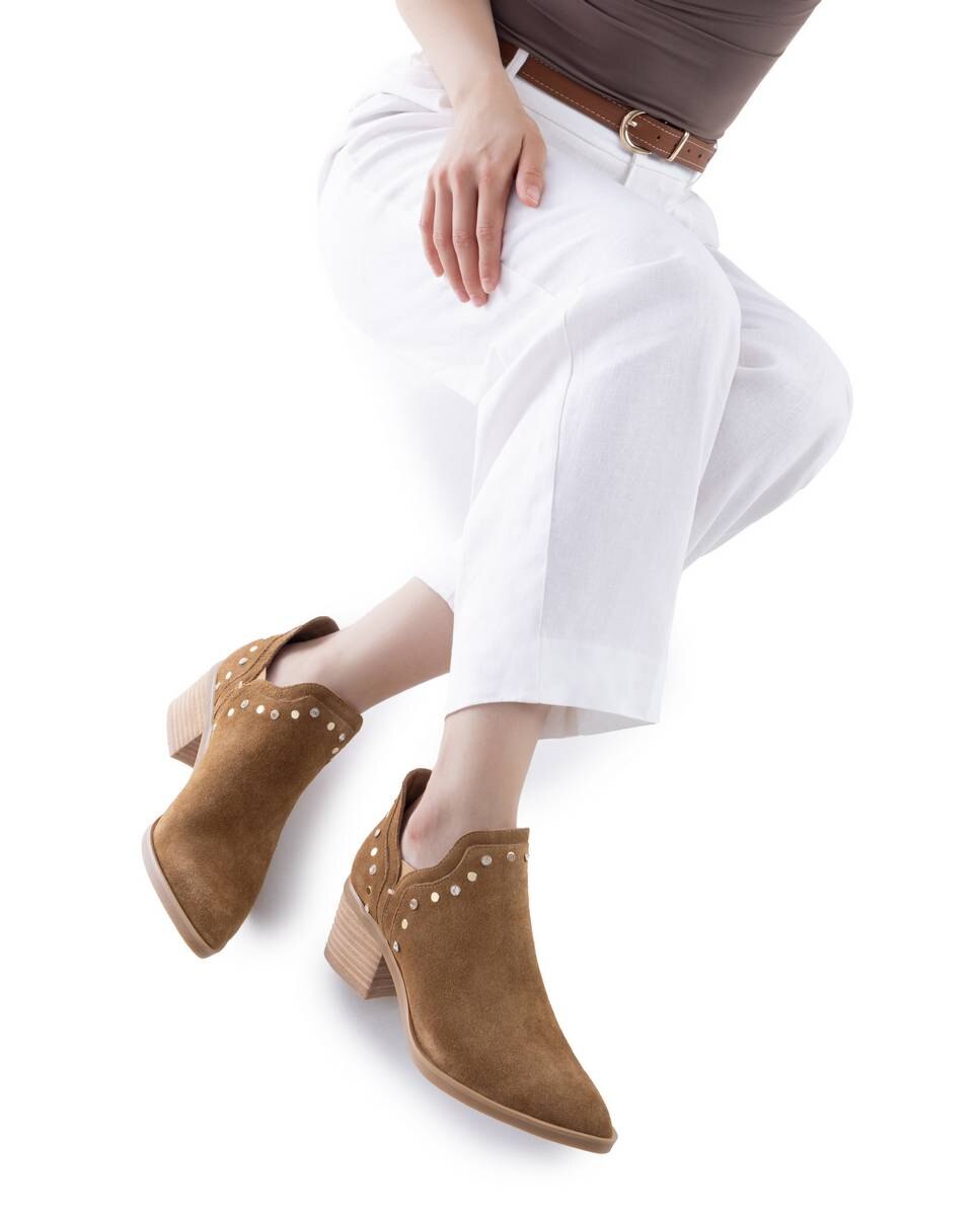 Botins Cowboy de Pele Camel-2