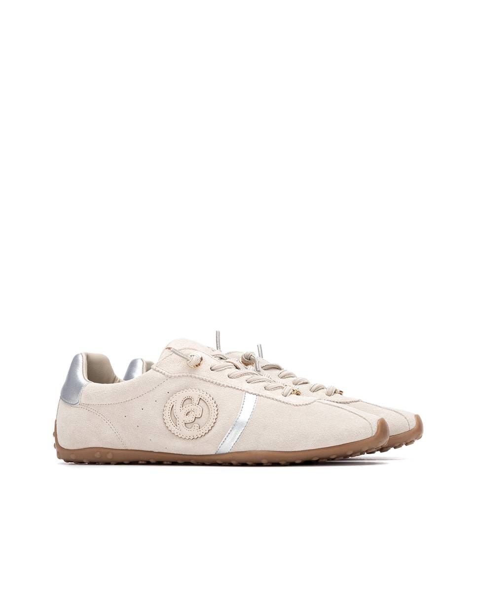 Sapatilhas Básicas de Pele com Atacadores Branco-5