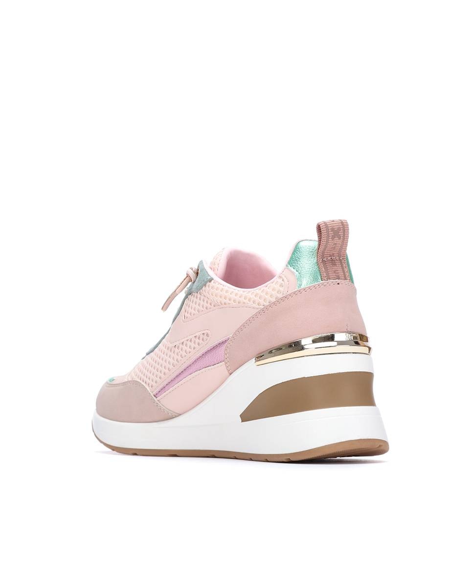 Sapatilhas com Cunha e Atacadores Rosa-claro-4