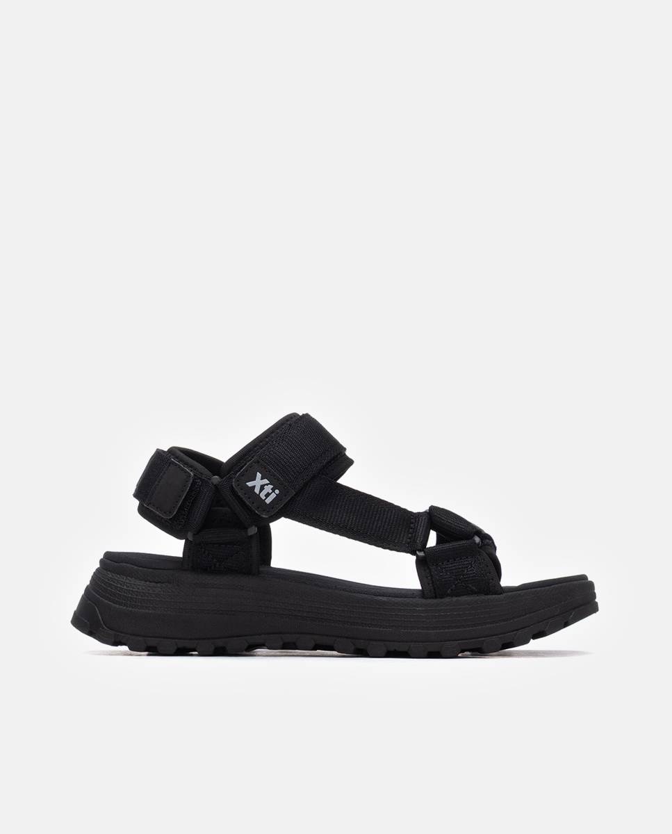 Sandálias Rasas com Velcro Preto-1