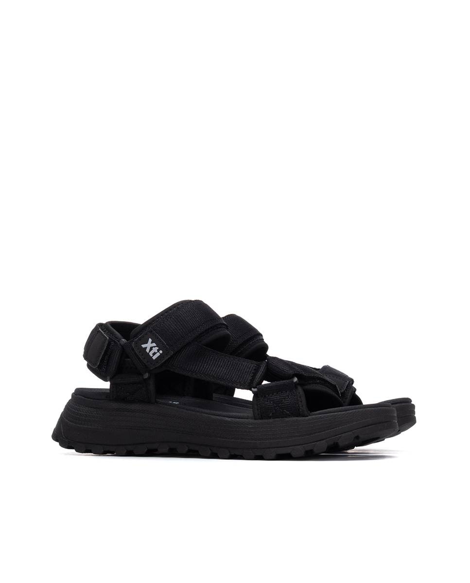 Sandálias Rasas com Velcro Preto-4