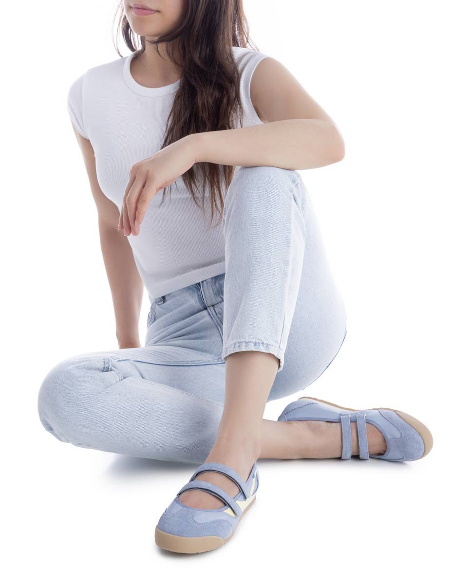 Sabrinas Desportivas Rasas com Velcro Azul-2