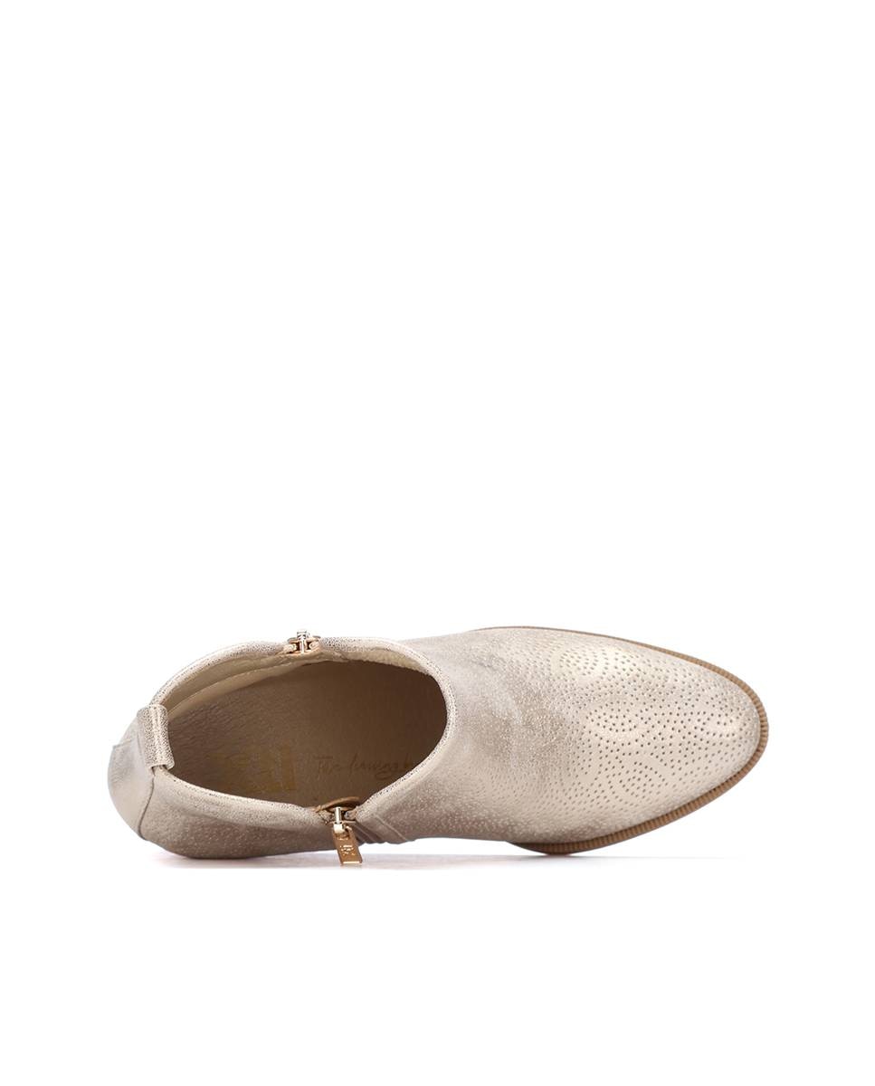 Botins Básicos com Salto e Fecho Zip Ouro-5