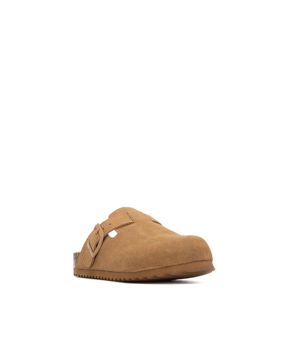 Socas Infantil de Pele com Sola de Cortiça Camel-2