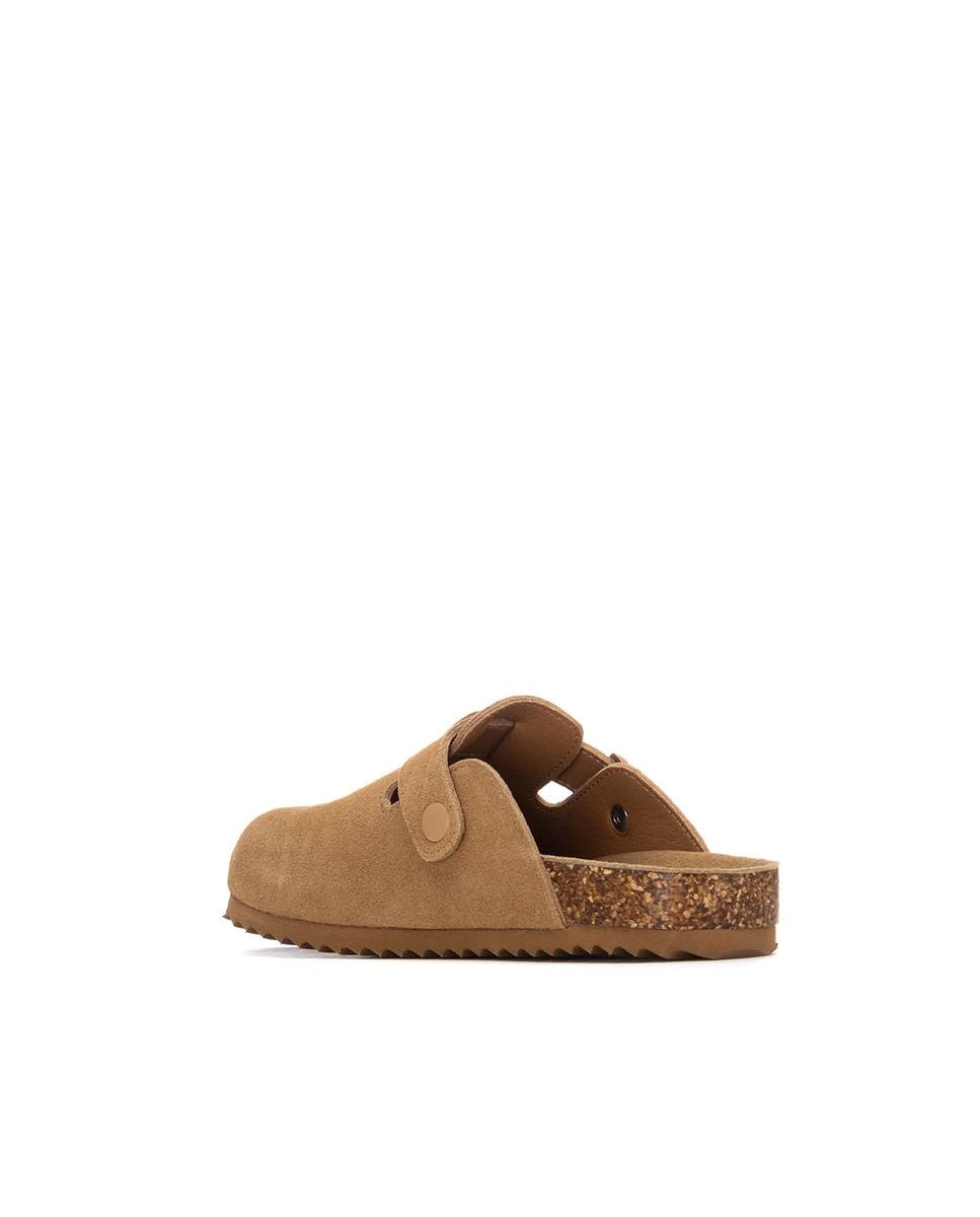 Socas Infantil de Pele com Sola de Cortiça Camel-3