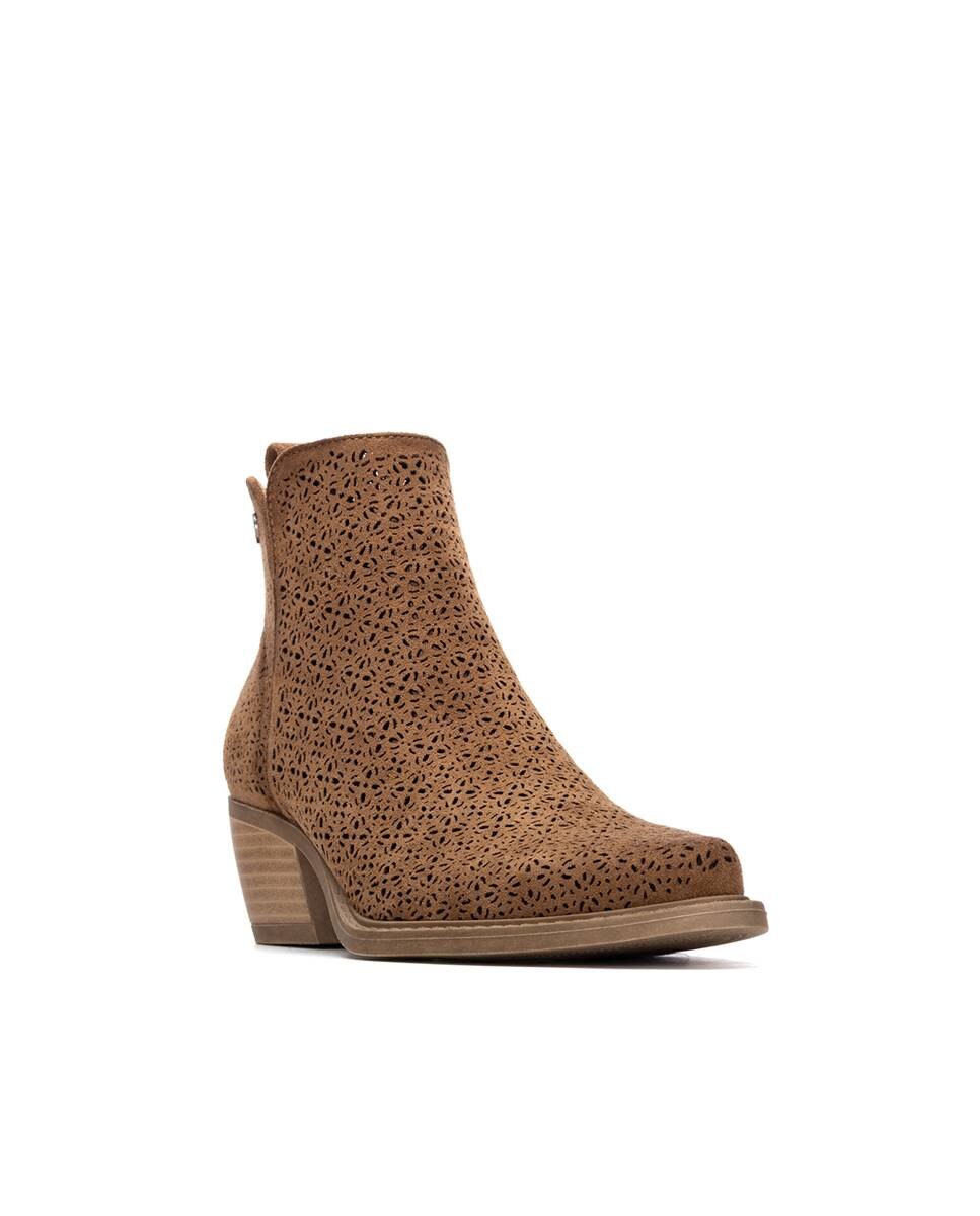 Botins Básicos com Fecho Zip Camel-3