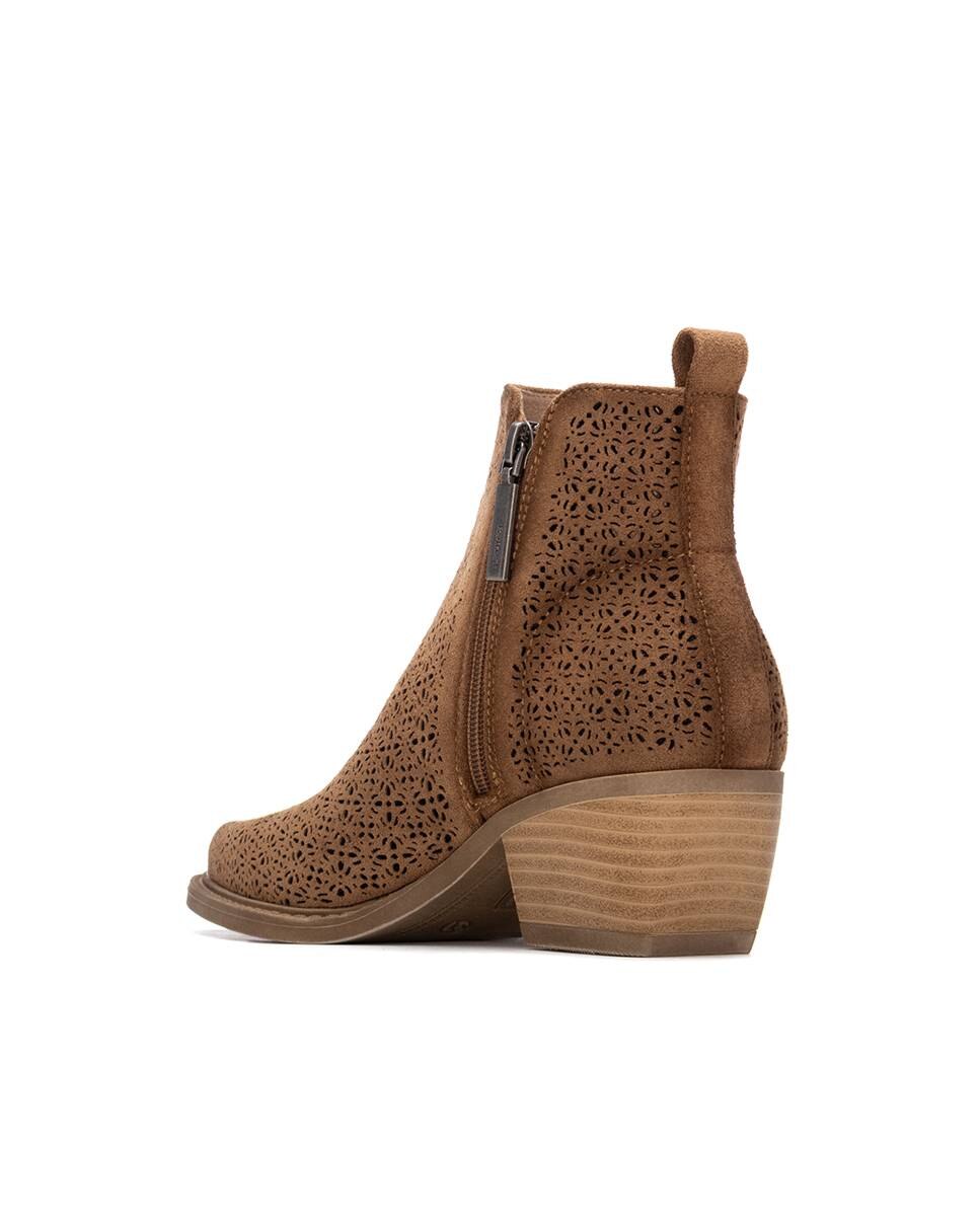 Botins Básicos com Fecho Zip Camel-4