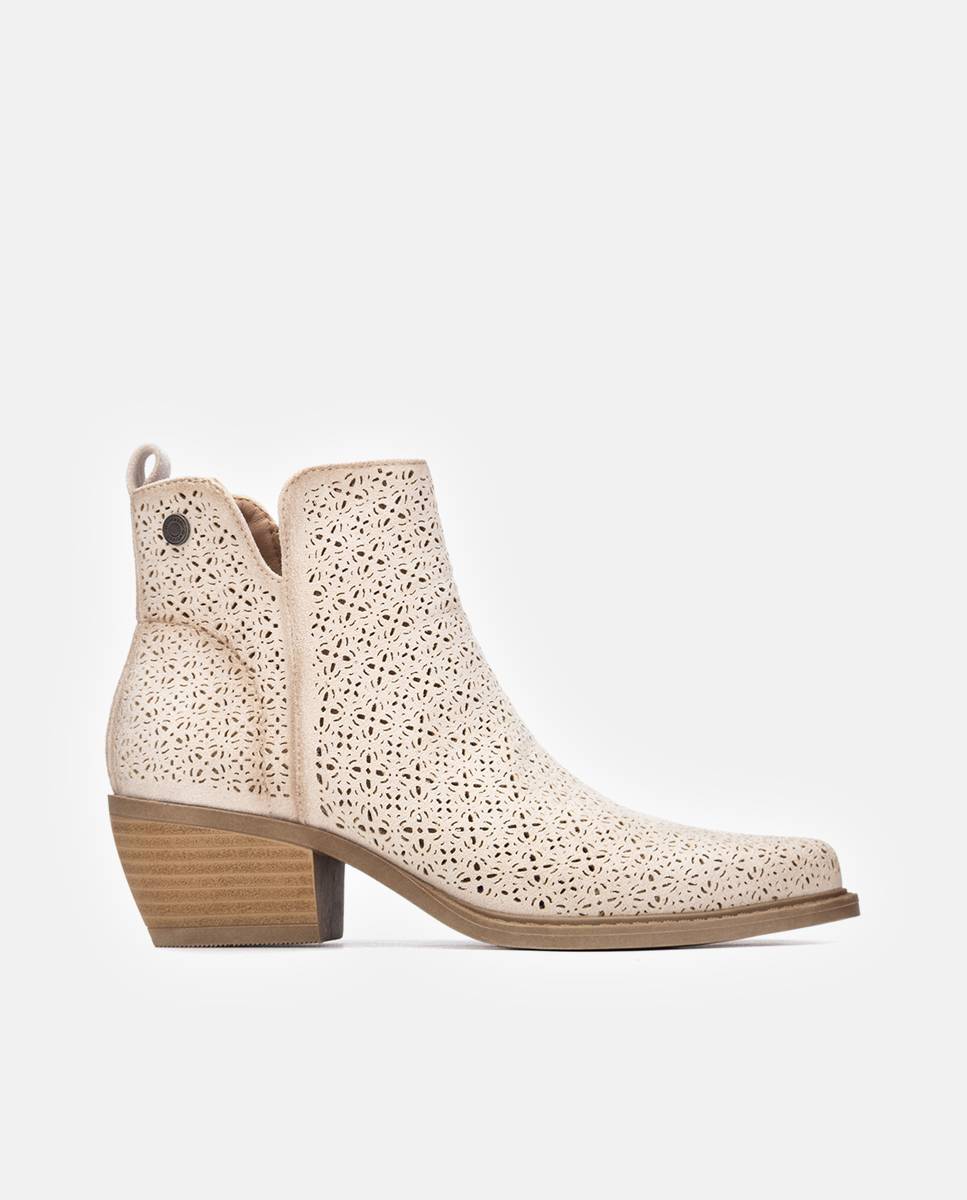 Botins Básicos com Fecho Zip Branco-1