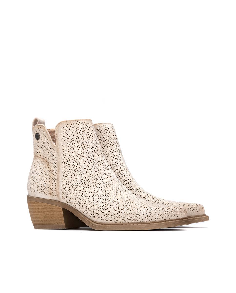 Botins Básicos com Fecho Zip Branco-5