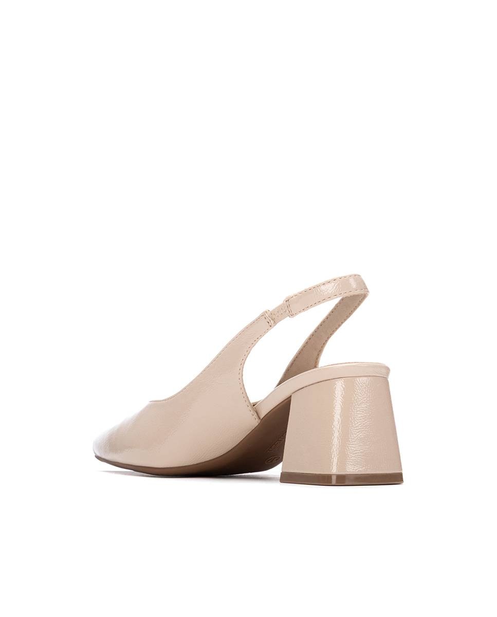Sapatos de Salto com o Calcanhar Aberto Bege-4