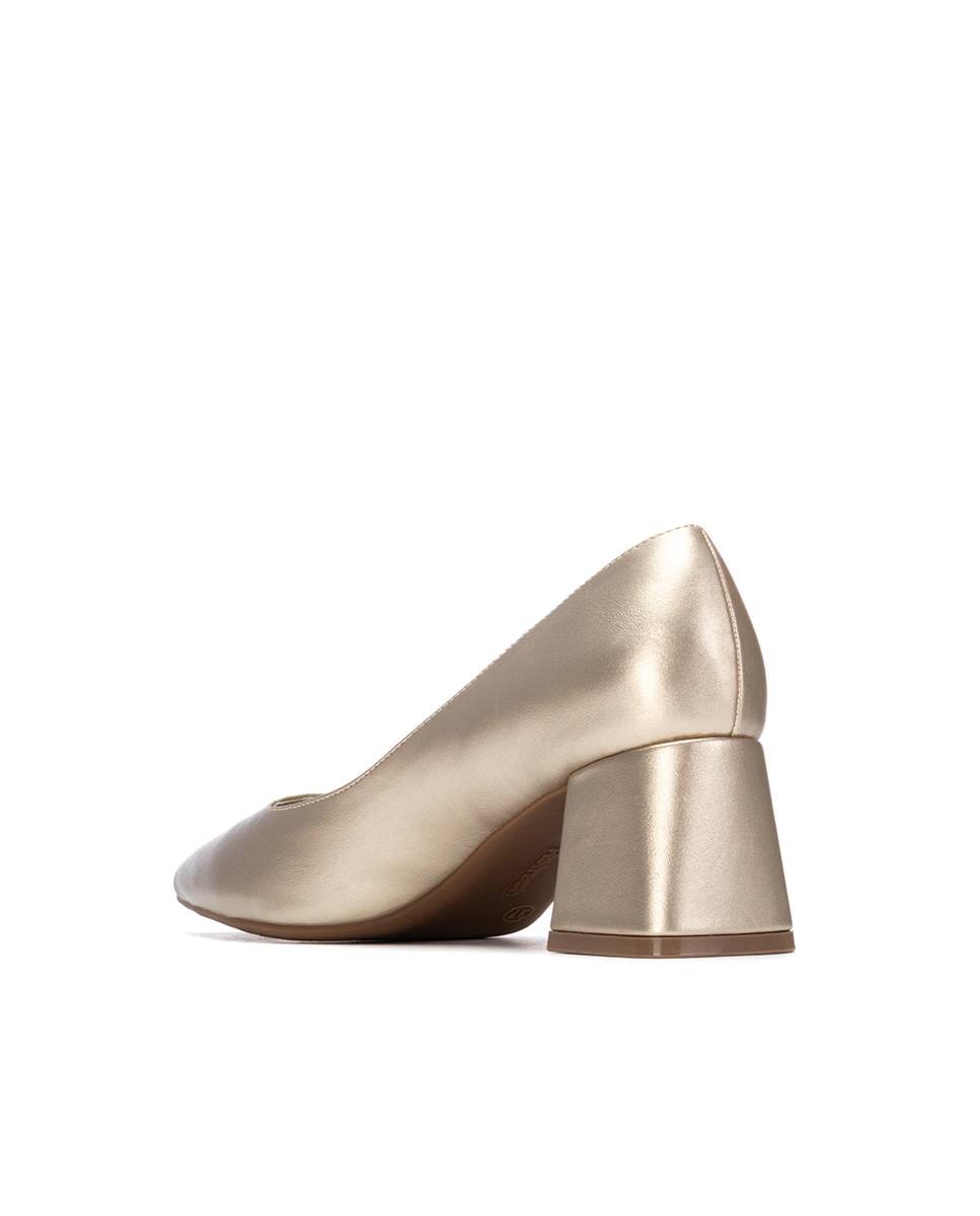 Sapatos de Salto com Tacão Largo Ouro-3