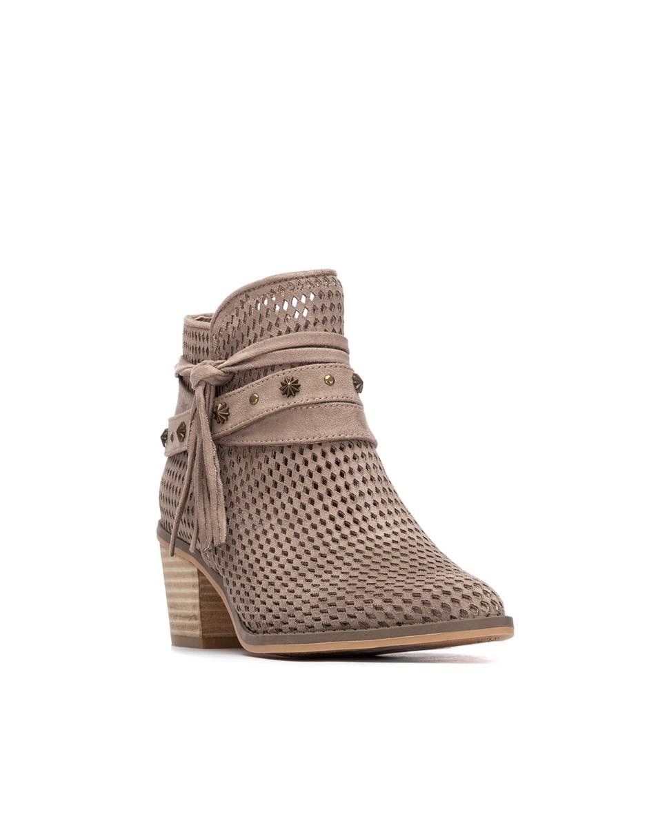 Botins com Tacão Estilo Cowboy Castanho-claro-2