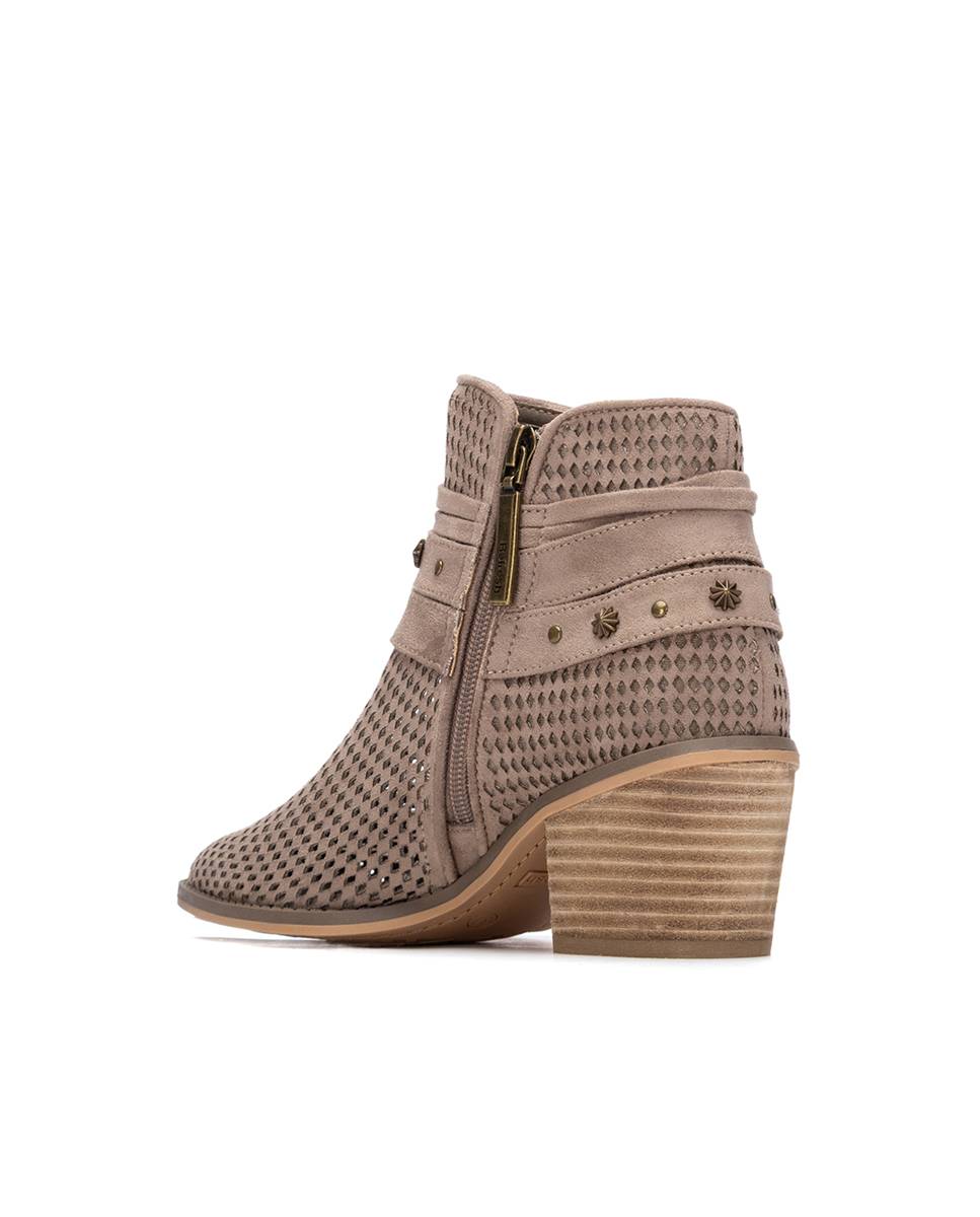 Botins com Tacão Estilo Cowboy Castanho-claro-3