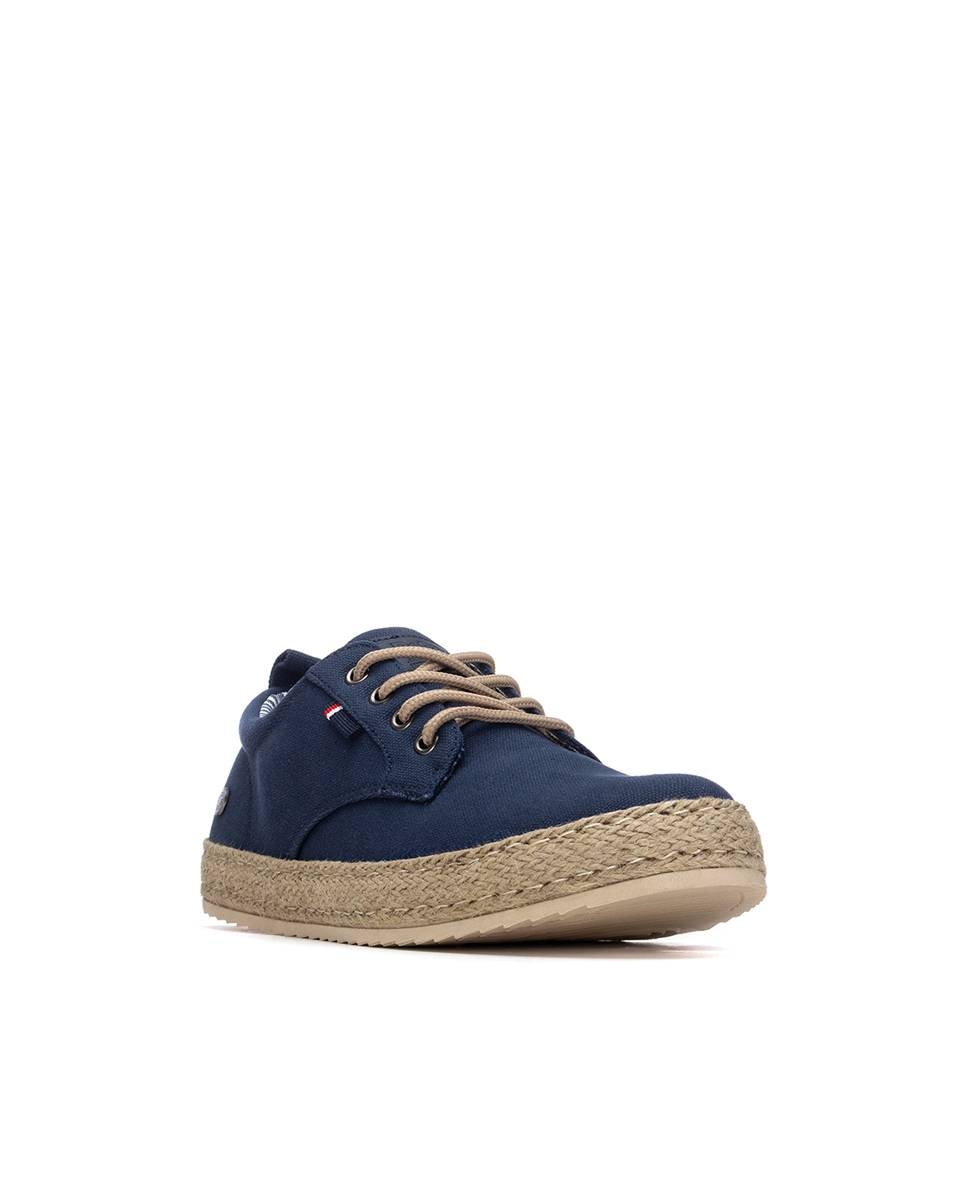 Sapatos de Lona com Atacadores e Sola de Juta Azul-2