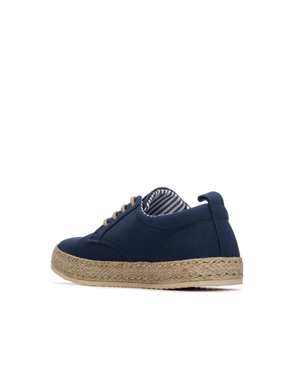 Sapatos de Lona com Atacadores e Sola de Juta Azul-3
