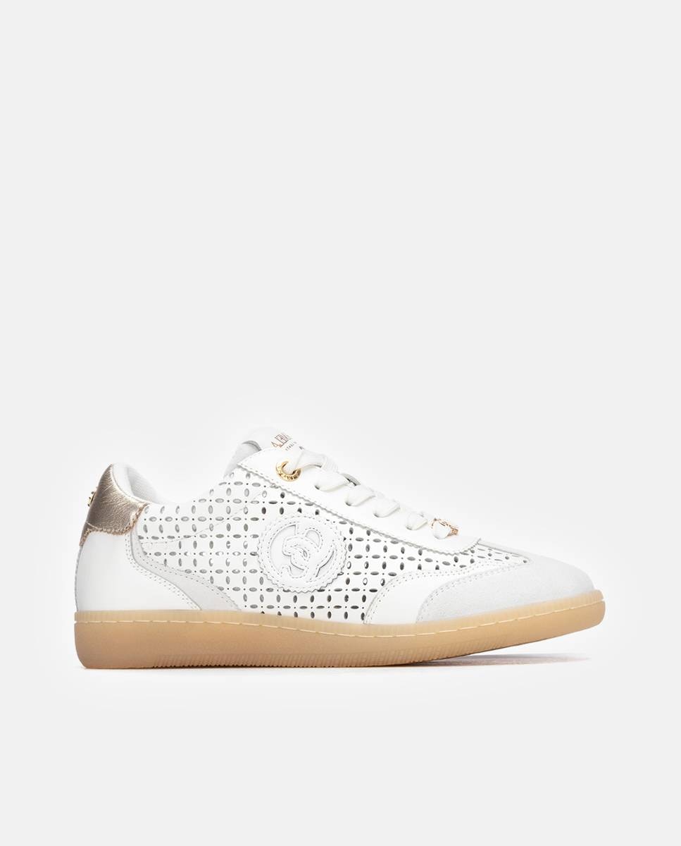 Sapatilhas Básicas de Pele com Atacadores Branco-1