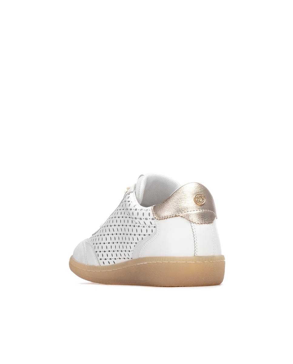 Sapatilhas Básicas de Pele com Atacadores Branco-3