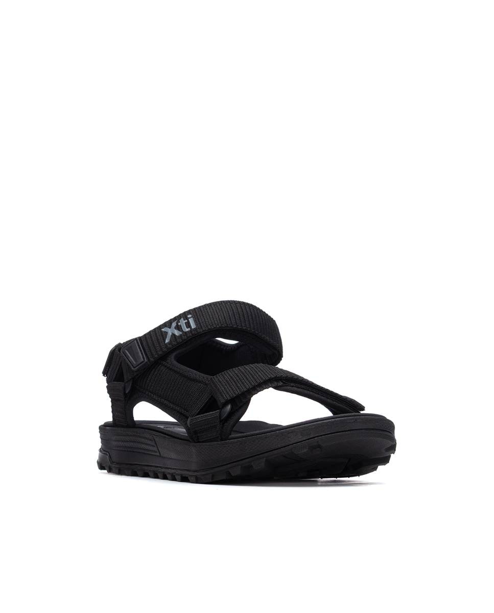 Sandálias de Pele com Velcro Preto-2