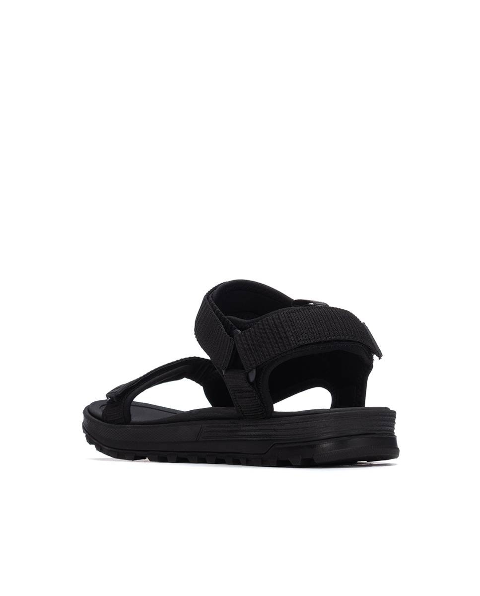 Sandálias de Pele com Velcro Preto-3