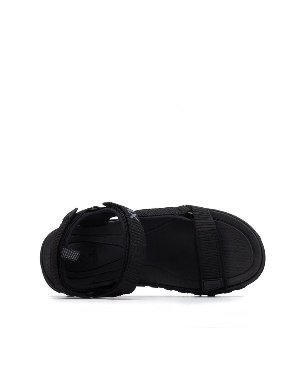 Sandálias de Pele com Velcro Preto-5